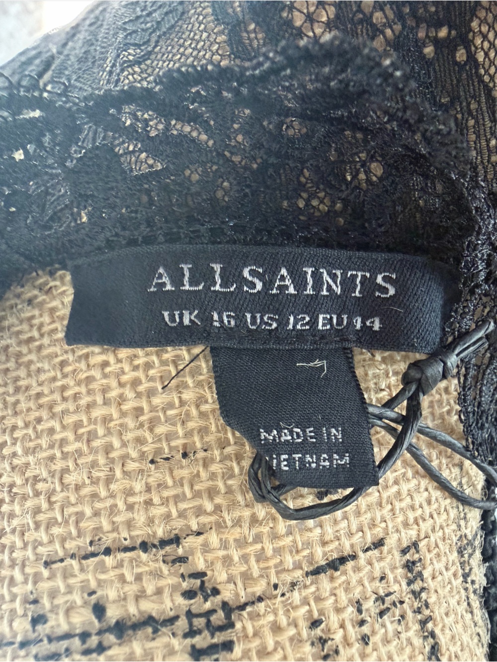 All Saints Black and White Gian Lace-Trim Asymmetrical Floral Dress - Picture 9 of 9